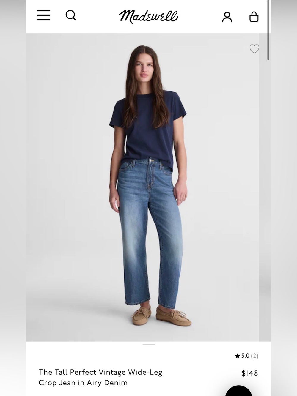 Madewell Perfect Vintage Wide Leg Crop Jean